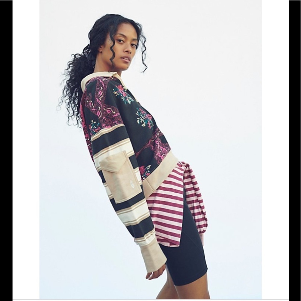 NWT Free People Overlapped Printed Sweatshirt Size Large